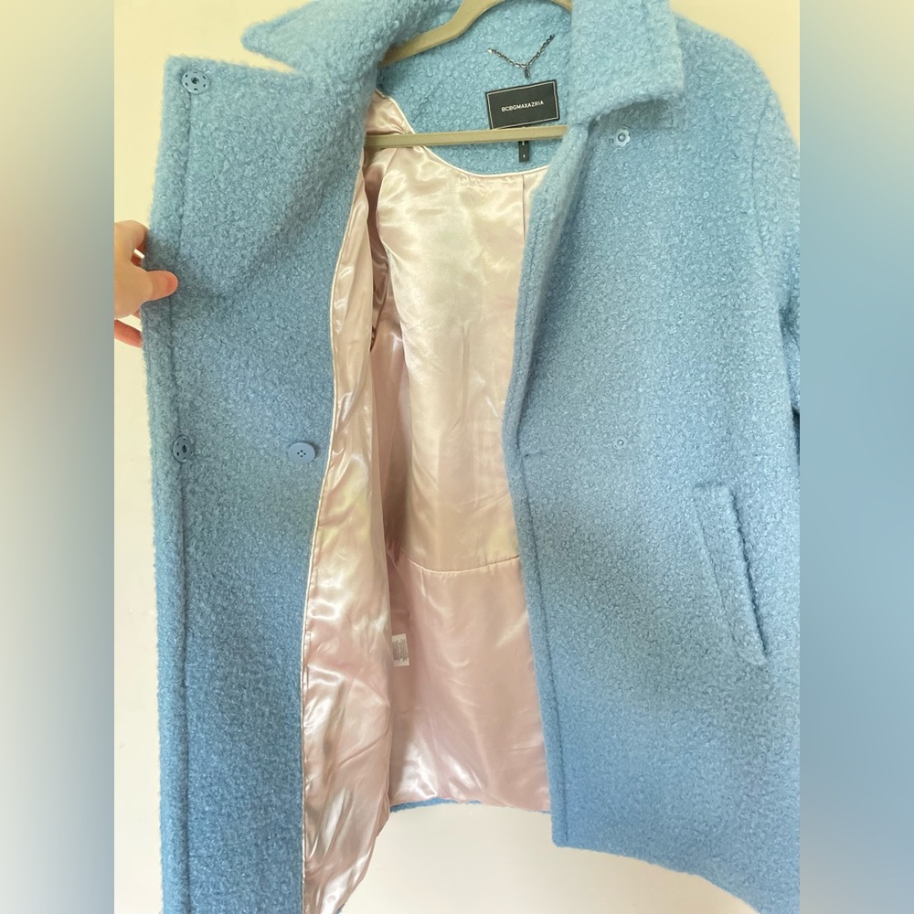 BCBGMaxAzria Light Blue Teddy Jacket Coat - Picture 2 of 9